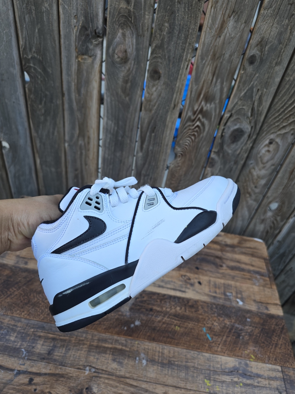 Nike Air Flight 89 White and Black Athletic Sneakers Size 4Y